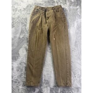 Vintage Lee Riveted Pleated Jeans Women 13 M Brown High Rise Tapered Made in USA
